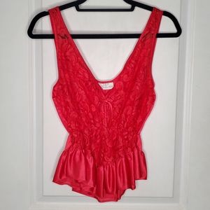 Red lacey intimates top